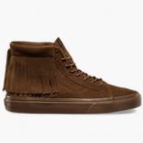Vans Brown Suede SK8-Hi Moccasin Fringe Sneakers. Size 6.5. - Picture 10 of 11